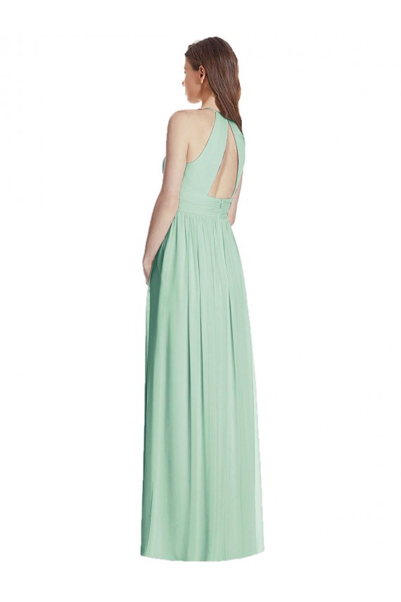Menthe verte Trapèze Licou Mousseline Longue Robes demoiselle d'honneur Outlet