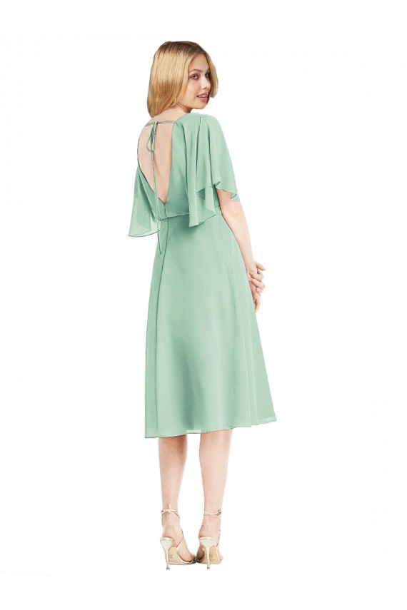 Menthe verte Trapèze Mousseline Courte Robes demoiselle d'honneur Outlet