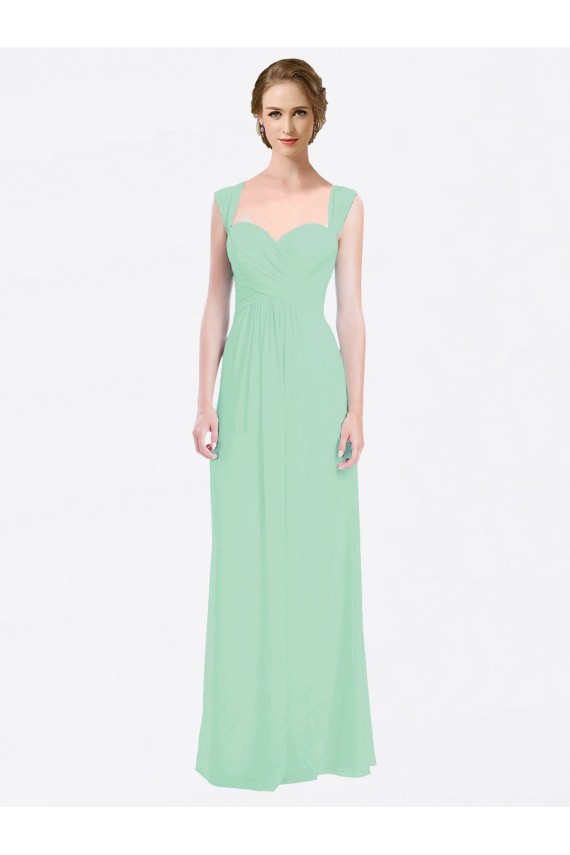 Menthe verte Trapèze Mousseline Longue Robes demoiselle d'honneur Outlet