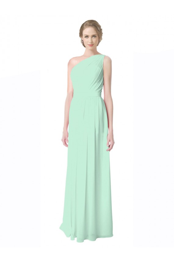 Menthe verte Trapèze Mousseline Longue Robes demoiselle d'honneur Outlet
