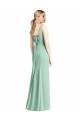 Menthe verte Trompette Col V Mousseline Longue Robes demoiselle d'honneur Outlet