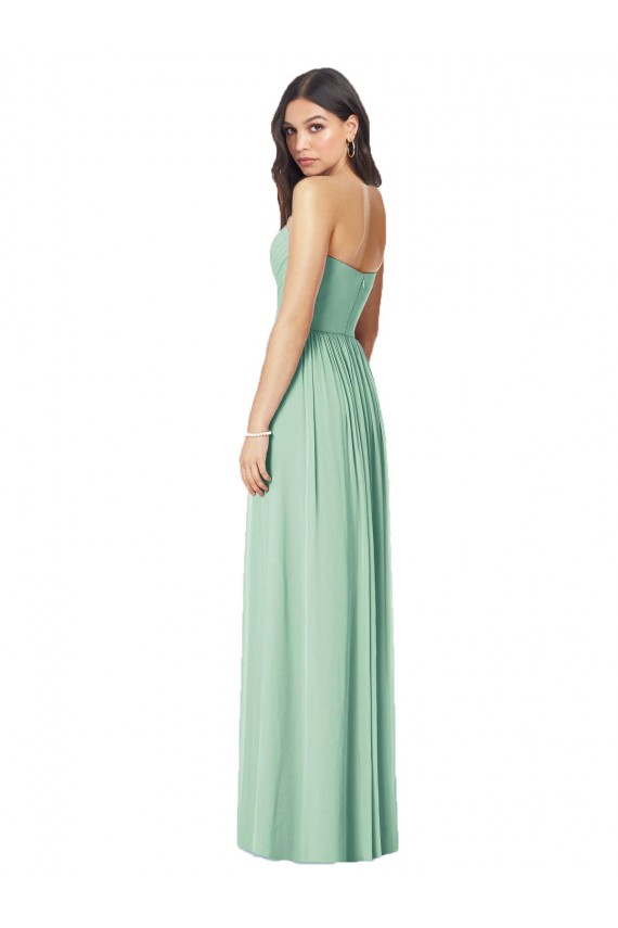 Menthe verte Trompette Sans bretelle Mousseline Longue Robes demoiselle d'honneur Outlet