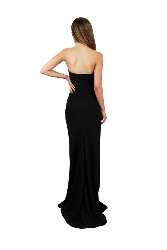 Noir Colonne Sans bretelle Col Haut Crêpe Stretch Longue Formelles Robes demoiselle d'honneur / Robes de soirée / Robes de bal Outlet