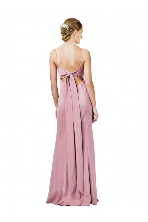 Noir Fourreau Bretelles spaghetti Col Carré Crêpe Stretch Longue Formelles Robes demoiselle d'honneur / Robes de soirée / Robes de bal Outlet