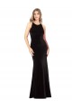 Noir Fourreau Bretelles spaghetti Col bijou Velours Stretch Longue Formelles Robes demoiselle d'honneur / Robes de soirée / Robes de bal Outlet
