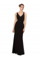 Noir Fourreau Col V Mousseline Longue Robes demoiselle d'honneur Outlet