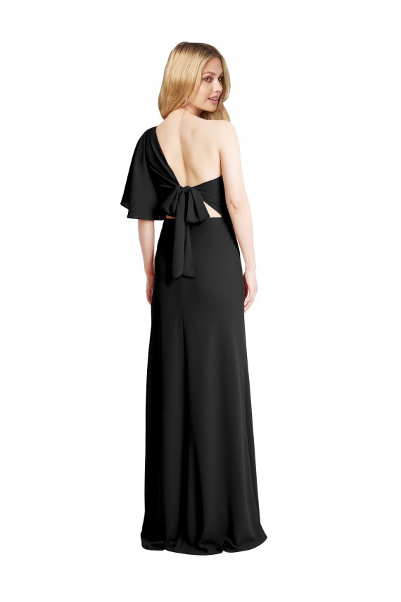 Noir Fourreau Crêpe Stretch Longue Formelles Robes demoiselle d'honneur / Robes de soirée / Robes de bal Outlet