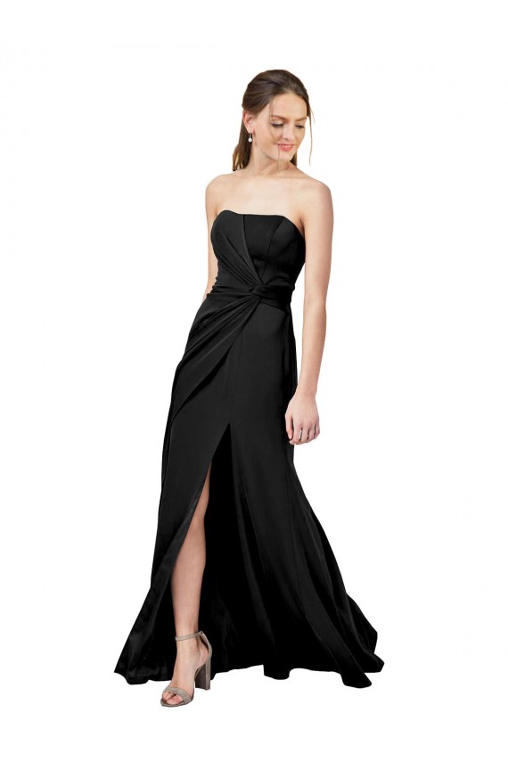 Noir Fourreau Sans bretelle Crêpe Stretch Longue Formelles Robes demoiselle d'honneur / Robes de soirée / Robes de bal Outlet