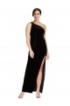Noir Fourreau Velours Stretch Longue Formelles Robes demoiselle d'honneur / Robes de soirée / Robes de bal Outlet