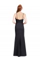Noir Sirène Bretelles spaghetti Col V Crêpe Stretch Longue Robes demoiselle d'honneur / Robes de bal Outlet