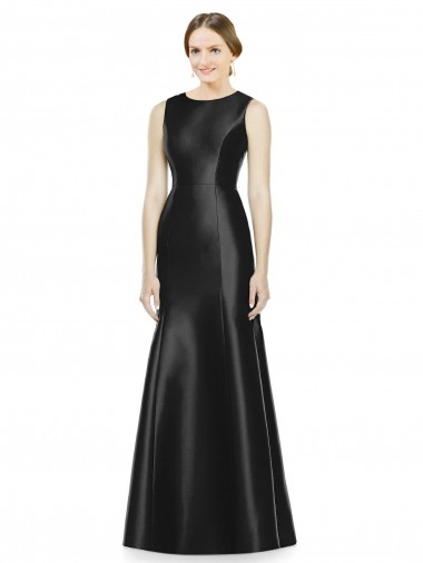 Noir Sirène Col Haut Satiné Longue Robes demoiselle d'honneur Outlet