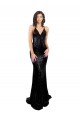 Noir Sirène Col V Paillette Longue Formelles Robes demoiselle d'honneur / Robes de soirée / Robes de bal Outlet