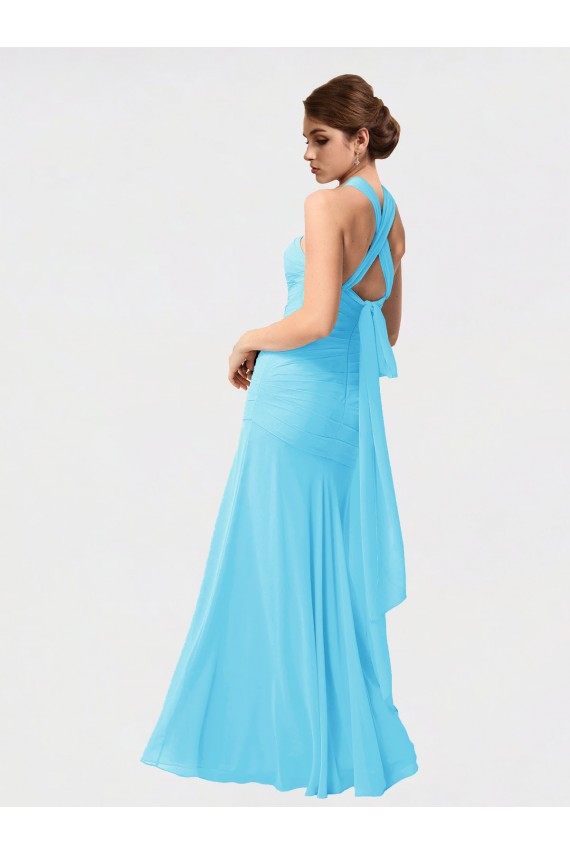 Noir Sirène Licou Mousseline Longue Robes demoiselle d'honneur Outlet