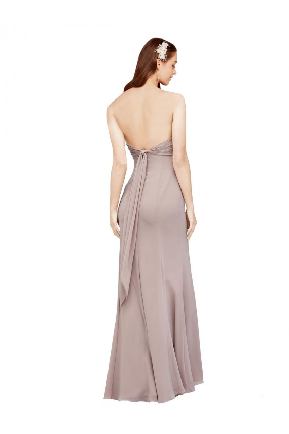 Noir Sirène Épaule Dénudée Mousseline Longue Robes demoiselle d'honneur / Robes de bal Outlet