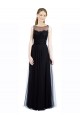 Noir Trapèze Bateau Illusion Tulle Dentelle Longue Robes demoiselle d'honneur Outlet