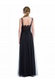 Noir Trapèze Bateau Illusion Tulle Dentelle Longue Robes demoiselle d'honneur Outlet