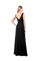 Noir Trapèze Col V Mousseline Longue Robes demoiselle d'honneur / Robes de bal Outlet