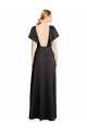 Noir Trapèze Col V Satiné Stretch Longue Formelles Robes demoiselle d'honneur / Robes de soirée / Robes de bal Outlet