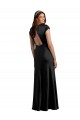 Noir Trapèze Col V Satiné Stretch Longue Formelles Robes demoiselle d'honneur / Robes de soirée / Robes de bal Outlet