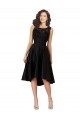 Noir Trapèze Illusion midi Satiné Dentelle Courte Asymétrique Robes demoiselle d'honneur / Robes de cocktail Outlet