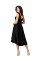 Noir Trapèze Illusion midi Satiné Dentelle Courte Asymétrique Robes demoiselle d'honneur / Robes de cocktail Outlet
