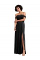 Noir Trapèze Épaule Dénudée Sans bretelle Velours Stretch Longue Formelles Robes demoiselle d'honneur / Robes de soirée / Robes de bal Outlet