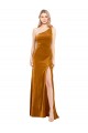Or Trapèze Velours Stretch Longue Formelles Robes demoiselle d'honneur / Robes de soirée / Robes de bal Outlet