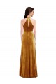 Or Trompette Licou Col Haut Velours Stretch Longue Robes demoiselle d'honneur / Robes de bal Outlet