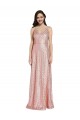 Or rose Fourreau Col V Paillette Longue Formelles Robes demoiselle d'honneur / Robes de soirée / Robes de bal Outlet