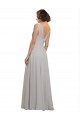 Oyster Argent Trapèze Col V Mousseline Longue Robes demoiselle d'honneur Outlet