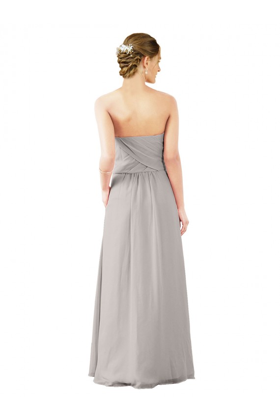 Oyster Argent Trapèze Sans bretelle Mousseline Longue Robes demoiselle d'honneur Outlet