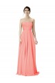 Peach Trapèze Sans bretelle Mousseline Longue Robes demoiselle d'honneur Outlet