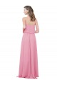 Peau Rose Trapèze Bretelles spaghetti Mousseline Longue Robes demoiselle d'honneur Outlet