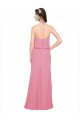 Peau Rose Trapèze Licou Col Haut Mousseline Longue Robes demoiselle d'honneur Outlet
