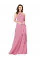 Peau Rose Trapèze Licou Mousseline Longue Robes demoiselle d'honneur / Robes de bal Outlet