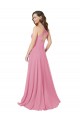 Peau Rose Trapèze Licou Mousseline Longue Robes demoiselle d'honneur / Robes de bal Outlet