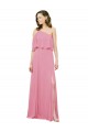 Peau Rose Trapèze Mousseline Longue Robes demoiselle d'honneur Outlet