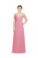 Peau Rose Trapèze Épaule Dénudée Mousseline Longue Robes demoiselle d'honneur Outlet
