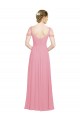 Peau Rose Trapèze Épaule Dénudée Mousseline Longue Robes demoiselle d'honneur Outlet