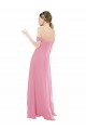 Peau Rose Trapèze Épaule Dénudée Mousseline Longue Robes demoiselle d'honneur Outlet