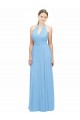 Periwinkle Trapèze Licou Mousseline Longue Robes demoiselle d'honneur Outlet