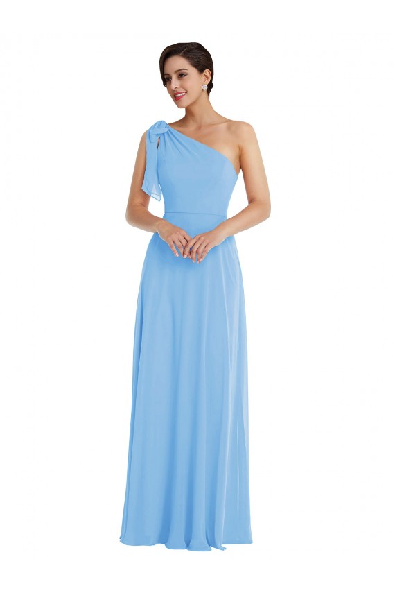 Periwinkle Trompette Mousseline Longue Robes demoiselle d'honneur Outlet