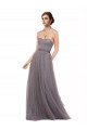 Pewter Trapèze Bretelles spaghetti Tulle Longue Robes demoiselle d'honneur Outlet