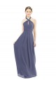 Pierre d'argent Trapèze Licou Mousseline Longue Robes demoiselle d'honneur Outlet