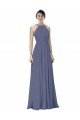 Pierre d'argent Trapèze Licou Mousseline Longue Robes demoiselle d'honneur Outlet