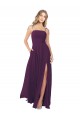 Pourpre Trapèze Bretelles spaghetti Sans bretelle Mousseline Longue Robes demoiselle d'honneur Outlet