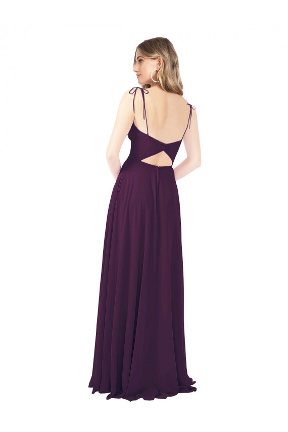 Pourpre Trapèze Bretelles spaghetti Sans bretelle Mousseline Longue Robes demoiselle d'honneur Outlet