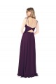 Pourpre Trapèze Bretelles spaghetti Sans bretelle Mousseline Longue Robes demoiselle d'honneur Outlet
