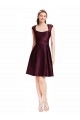 Pourpre Trapèze Col Carré Satiné Dentelle Courte Robes demoiselle d'honneur / Robes de cocktail Outlet