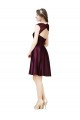 Pourpre Trapèze Col Carré Satiné Dentelle Courte Robes demoiselle d'honneur / Robes de cocktail Outlet